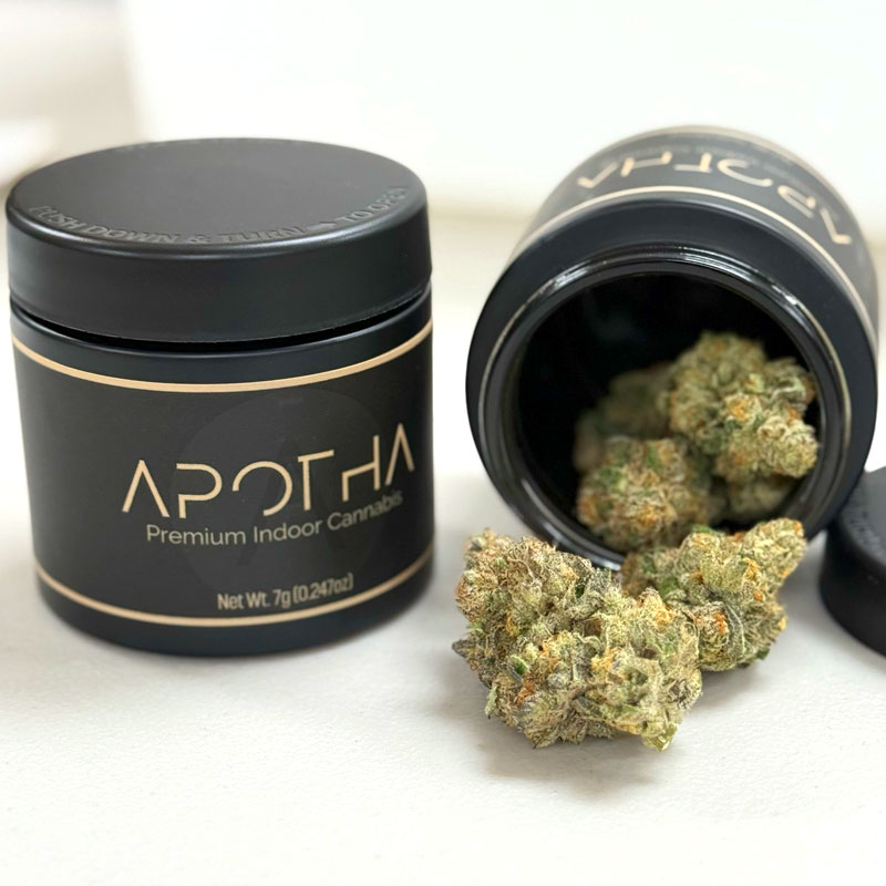 image of tree flip marijuana buds in a jar from apotha growers in mississippi