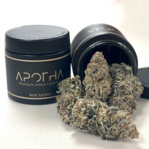 image of pink certz marijuana buds in a jar from apotha growers in mississippi