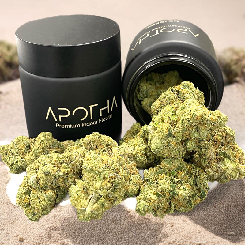 image of curaçao marijuana buds in a jar from apotha growers in mississippi