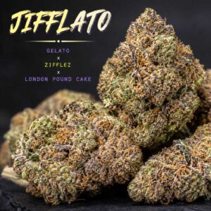 jifflato marijuana buds on black background
